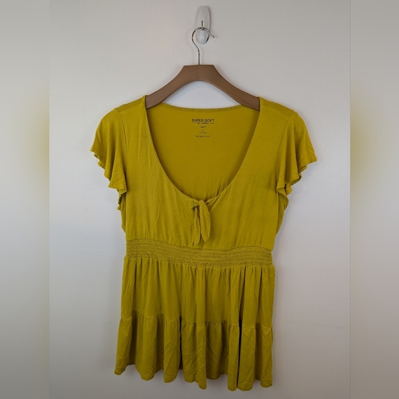 Torrid Super Soft Knit Yellow Tie-Front Top, Sz 1X - Picture 1 of 5